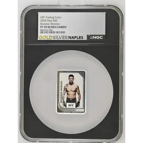 UFC Trading Coins 2024 1oz Niue S$2 Brandon Moreno PF70 (D-2)  (2)