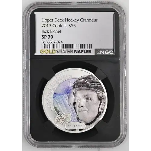 Upper Deck Hockey Grandeur - 1oz 2017 Cook Is. S$5 - Jack Eichel SP70 (D13-B14)