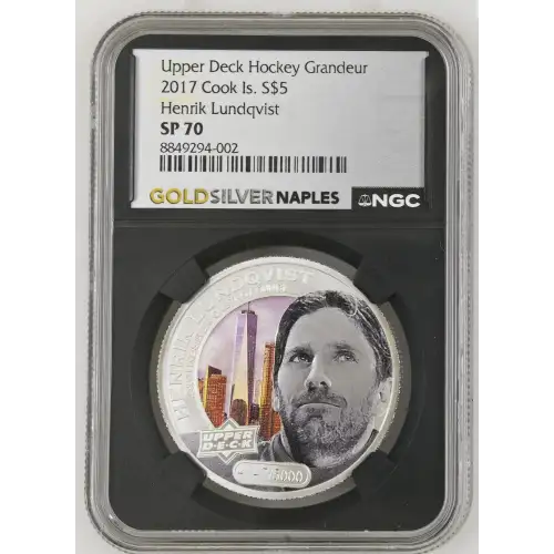 Upper Deck Hockey Grandeur - 1oz 2017 Cook Is. S$5 - Henrik Lundqvist SP70 (S12B-B2)