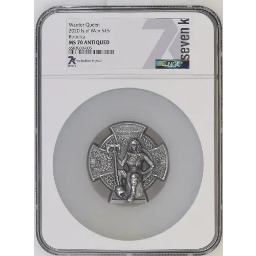Warrior Queen 2020 3oz Is. of Man S5PNDS Boudica MS70 ANTIQUED (D-7)