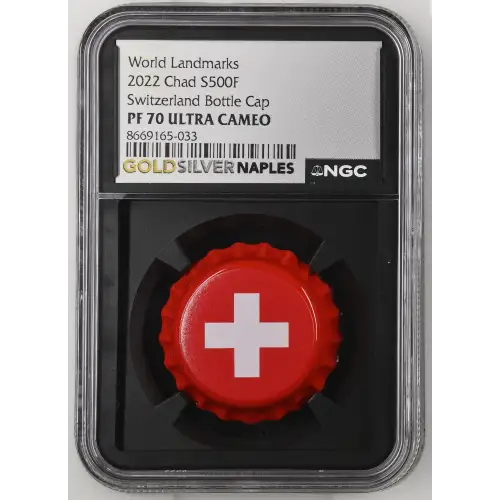 World Landmarks - 2022 6g Chad S500F - Switzerland Bottle Cap - PF70 UC (D12-B3)